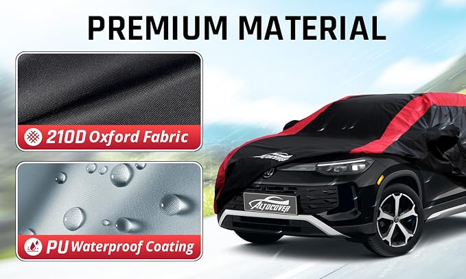 Car Cover Waterproof All Weather Custom Fit for VW Volkswagen Tiguan 2018–2025 BWM, Tiguan Accessory with Door Zipper & Windproof Straps