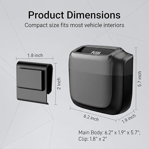 Car Trash Can with Lid, Mini Portable Hanging Clutter Canister with Trash Bags, Waterproof Leakproof Push-Button Storage Bucket, Universal Interior Accessories for Cars Trucks SUVs (Black)