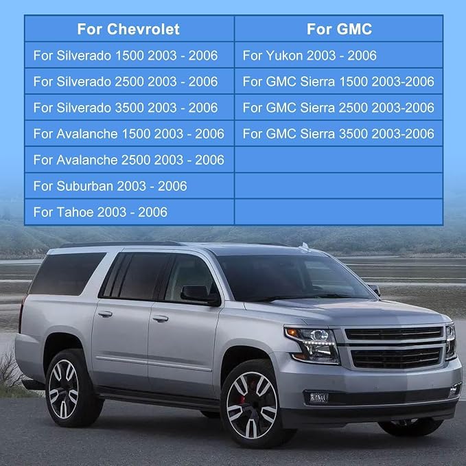 SecosAutoparts Driver & Passenger Side Bottom & Top Lean Back Leather Seat Cover Light Gray # 922 Compatible with Chevy GMC Tahoe Suburban Avalanche Yukon Silverado Sierra 2003 2004 2005 2006