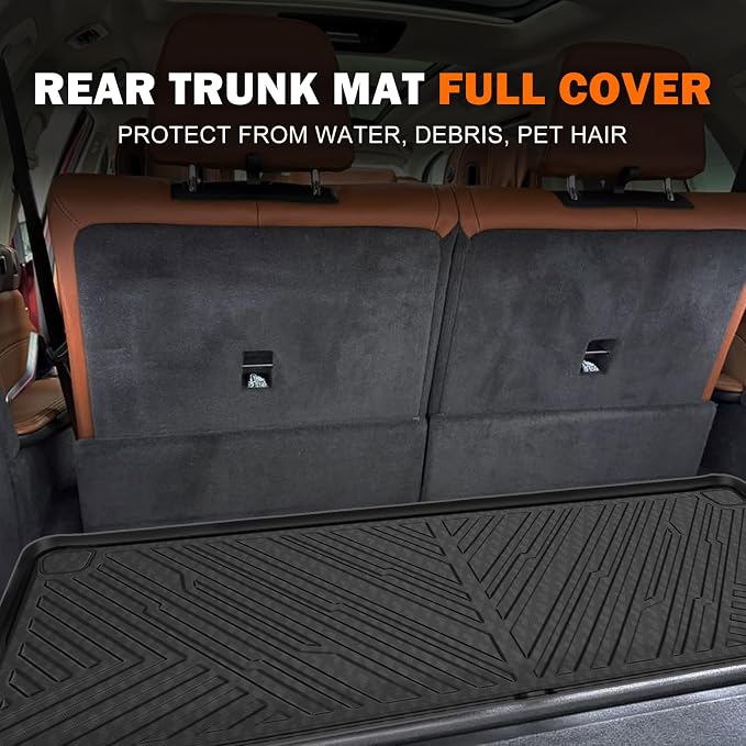 KUST Floor Mats for 2019-2026 BMW X7 Accessories (7 Seater Only) | Front Rear 3 Rows Car Mats with Cargo Trunk Liner, TPE Rubber, Raised Edge