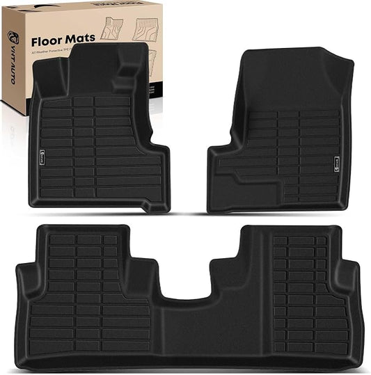 YHTAUTO Automotive All Weather Floor Mats Compatible with Honda CR-V 2007-2011, TPE Floor Liners All-Weather Protection Custom Fit, 1st & 2nd Row, Set of 3 Black