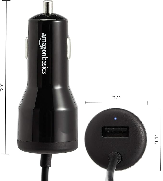 Amazon Basics 30W Fast Car Charger, 1 USB-C (18W) Cable with PD, 1 USB-A (12W) Port, Apple MFi Certified, for Phones (iPhone 16/15/14/13/12/11/X, Samsung, and More), Black (Pack of 2)