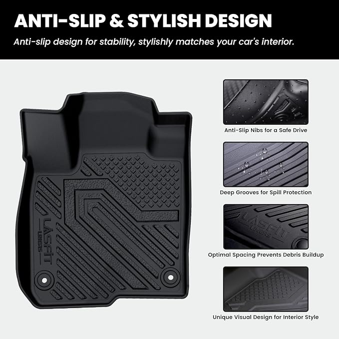LASFIT Floor Mats & Trunk Mat for 11th Gen Honda Civic Hatchback(Not for Hybrid) 2026 2025 2024 2023 2022, All Weather Custom Fit TPE Car Floor Liners,1st & 2nd Row & Trunk Liner