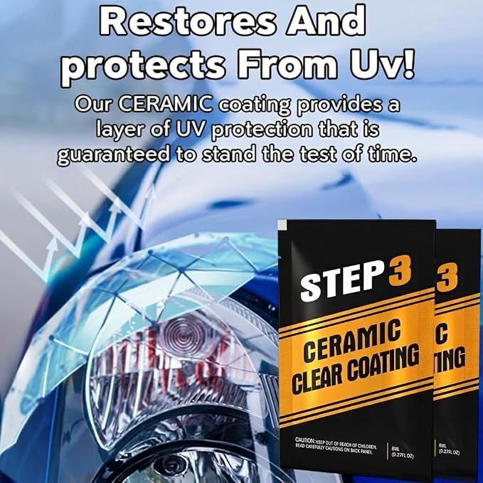 Headlight Restoration Kit, Headlight Cleaner And Restorer Kit, Removes Oxidation and Yellowing, No Power Tools Required, Multifunctional Car Headlight Polishing for All Vehicle Types