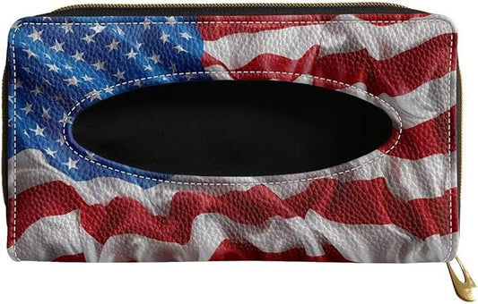 American Flag Print Car Visor Tissue Holder Automotive Sun Visor Napkin Holder American Flag Print Tissue Box Holder for Car