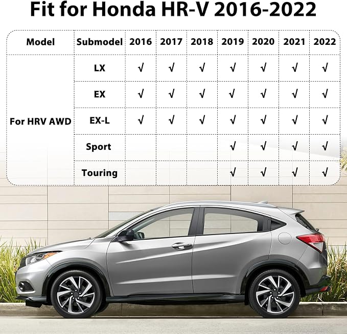 Floor Mats for Honda HR-V 2016-2022(Only AWD Models), Custom Fit TPE Liners | All Weather Waterproof Floor Mats with Cargo Liner, Anti-Slip TPE Protection, Full Set for 1st & 2nd Row and Trunk