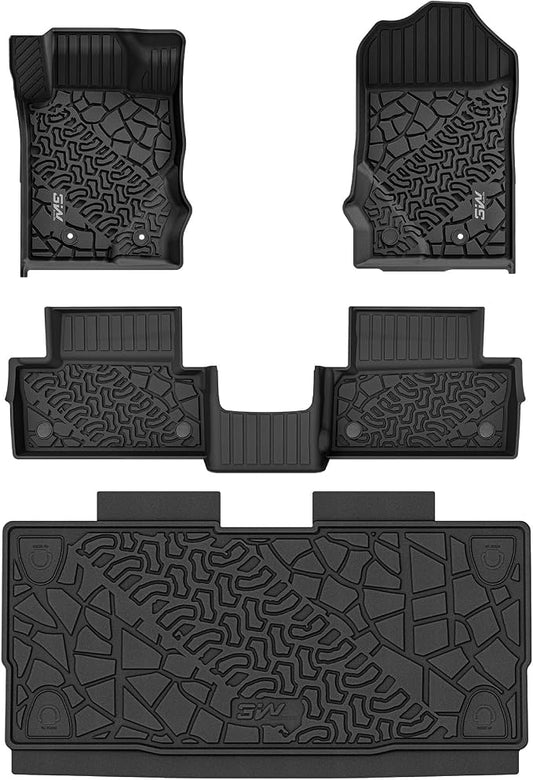 3W Floor Mats & Cargo Liner Fit for 2021-2025 2026 Ford Bronco 2 Door All Weather TPE Car Accessories Custom Fit Floor Liner and Full Set Car Mats (Not for Bronco Sport & Rubberized Floor)