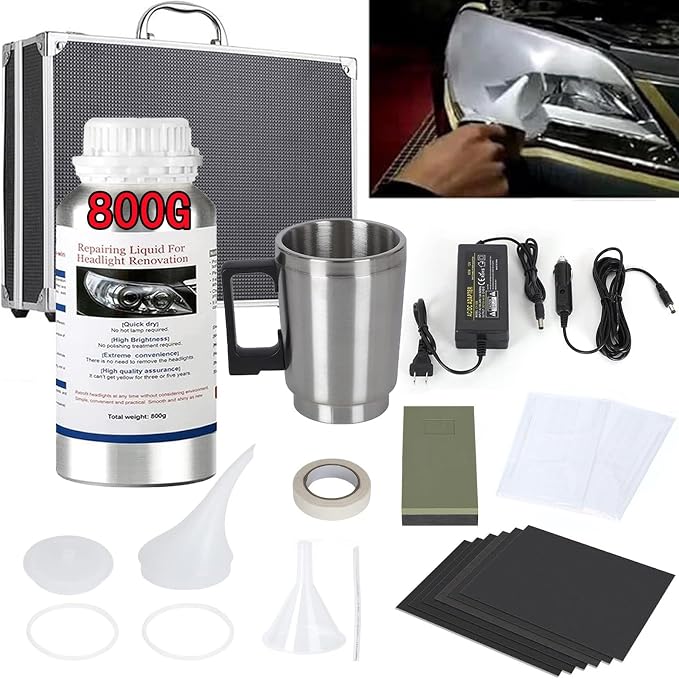 Headlight Restoration Kit, Car Headlight Repair Kit, Car Headlight Lens Restoration Kit, with 600ml Repair Fluid for Repair Headlight Yellowing, Haze, Scratch (600ml) | Car Headlight Polish Repair Tool
