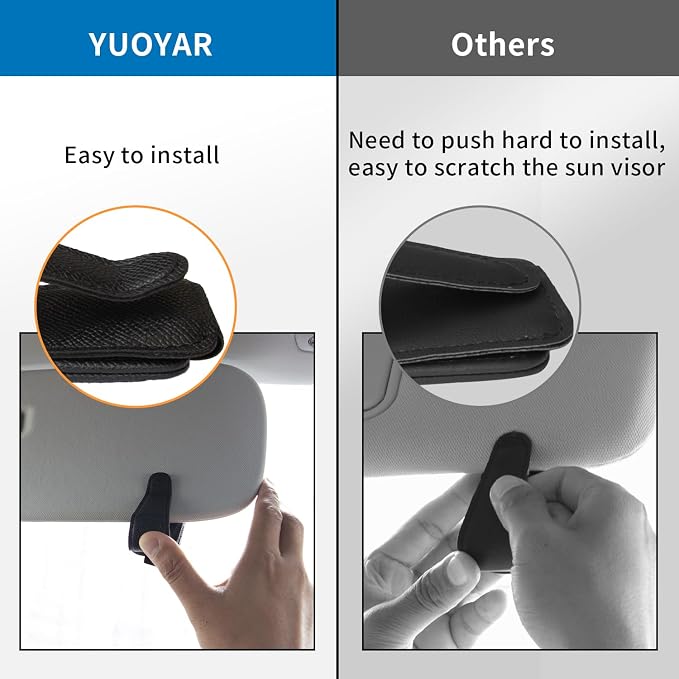 Yuoyar 2 Packs Magnetic Sunglass Holder for Car Visor (4Pcs Black) | Magnetic Interior Car Accessories