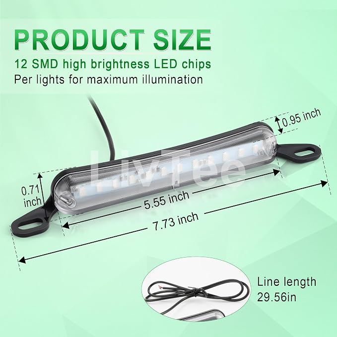LivTee License Plate Light, Extremely Bright LED License Plate Lights Assembly for Trailer UTV ATV Truck RV Boat, Green