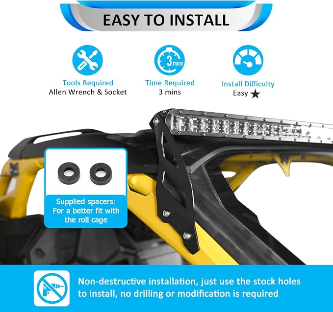 Wsays Upper Roof Windshield LED Light Bar Mounting Bracket Compatible with Can Am Maverick R/ R Max 2024-2026