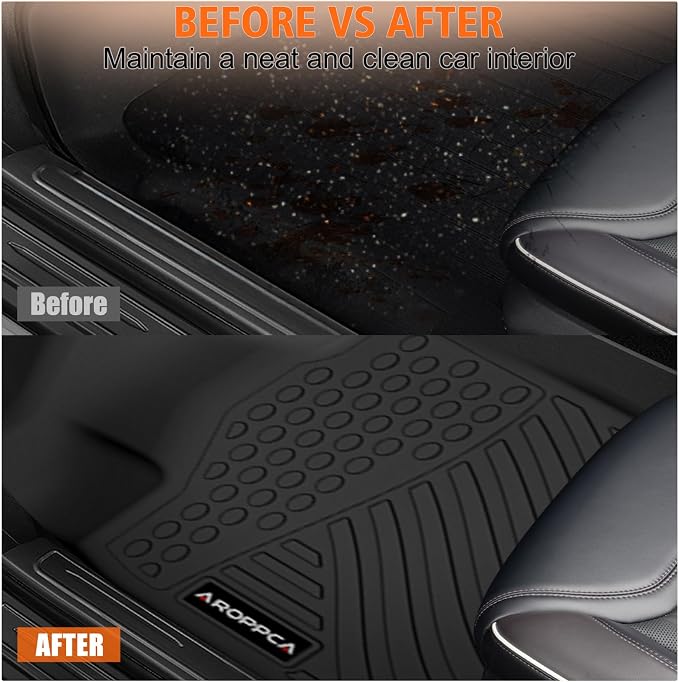 All Weather Floor Mats for 2016-2025 Chevy Malibu, TPE Rubber Floor Liners Anti-Slip Full Set with Door Sill Protectors Automotive Mats for 2024 2025 Chevy Malibu Accessories