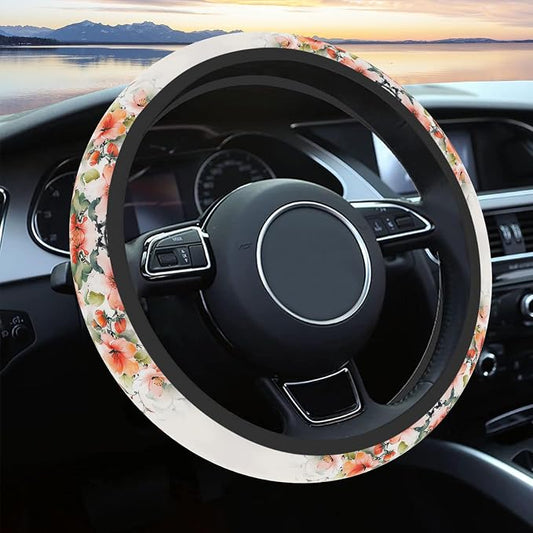 Steering Wheel Cover Neoprene Material Most Cars Men&Women Universal 15 inch Premium Non-Slip Spring Steering Wheel Protector Floral Car Accessories
