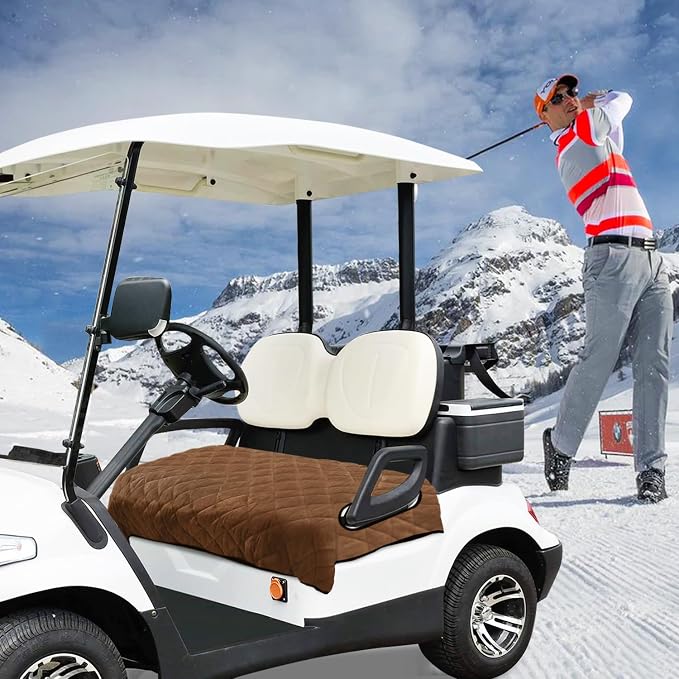 YOKYHOM Golf Cart Seat Covers, Thickened Short Plush Seat Towel Blanket with Non-Slip Backing, Soft & Heavy Duty, Fits Most 2 & 4 Passenger EZGO Yamaha Club Car, 51"x30.5", Dark Brown