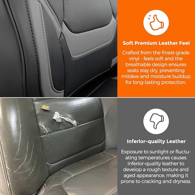 DrCarNow Super Cover for Toyota Tacoma Seat Covers 2016-2019 2020 2021 2022 2023,Fit for Tacoma Crew Cab/Double Cab (Black and Gray) Waterproof Leather Accessories(Not Fit the Fourth Generation)