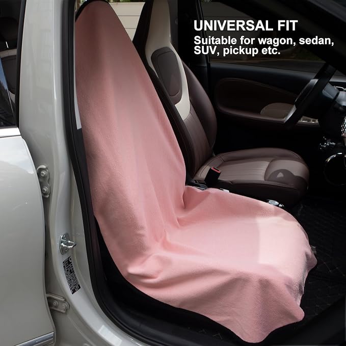 Waterproof Sweating Car Seat Cover for Post Gym Workout, Running, Swimming, Beach and Hiking, Universal Fit Non-Slip Bucket Seat Protector for Cars SUV Trucks, Machine Washable (Pink)