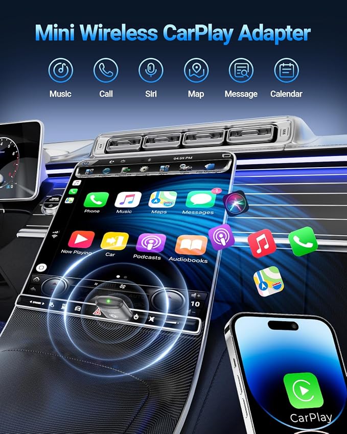 vnilrgle Wireless CarPlay Adapter for Apple iPhone 2026 Upgraded Plug & Play CarPlay Dongle Converts Wired to Wireless, Mini Design, Auto Connect Fast and Stable with USB-C(Gray)