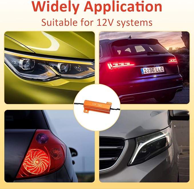 10Pcs 50W 6Ohm Load Resistors LED Turn Signal, LED Load Resistor Kit for Fix LED Bulb Fast Hyper Flash Turn Signal Blink Error Code (Amber)