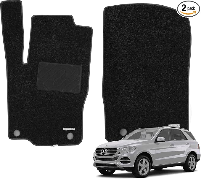 WENNEBIRD Front Carpet Floor Mats for Mercedes GLE-Class 2016-2019, 2Pc | W166, Also Fits ML-Class 2012-2015, 0.6-Inch Ultra-Thick Plush Carpet, Noise-Reducing Comfort, Waterproof TPE Layer