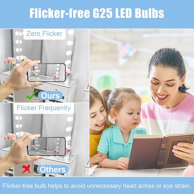 20 Pack Bathroom Light Bulbs, 5000K Daylight E26 LED Globe Bulbs, 60W Equivalent , G25 LED Vanity Light Bulb Perfect for Bathroom Makeup Mirror, Eye-Friendly CRI85+, 120V, 500Lumens, Non-dimmable