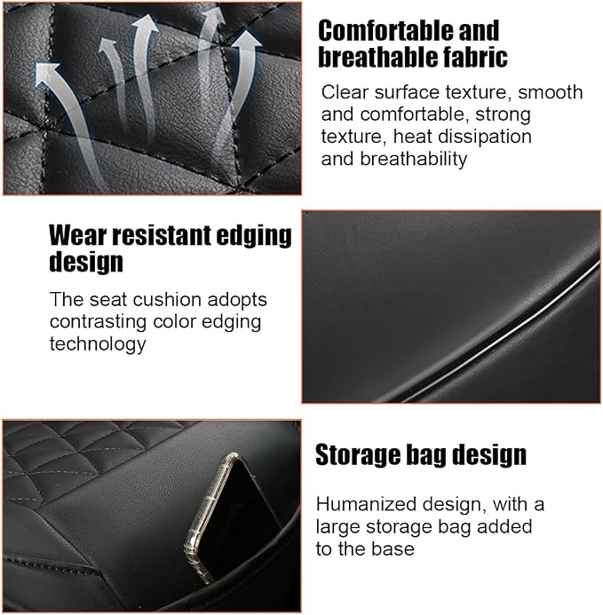 2PCS Leather Car Seat Cover, Vehicle Front Bottom Seat Protector Pad, Full Surrounded Waterproof Auto Seat Protective Cushion with Storage Pocket, Universal Fit（Black/Red）