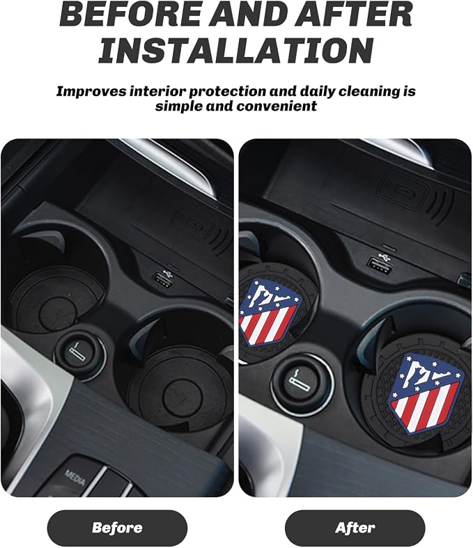 Cup Holder Insert Coaster for Atletico Madrid UEFA UCL Fans,Anti Slip Car Cup Coaster Interior Accessories