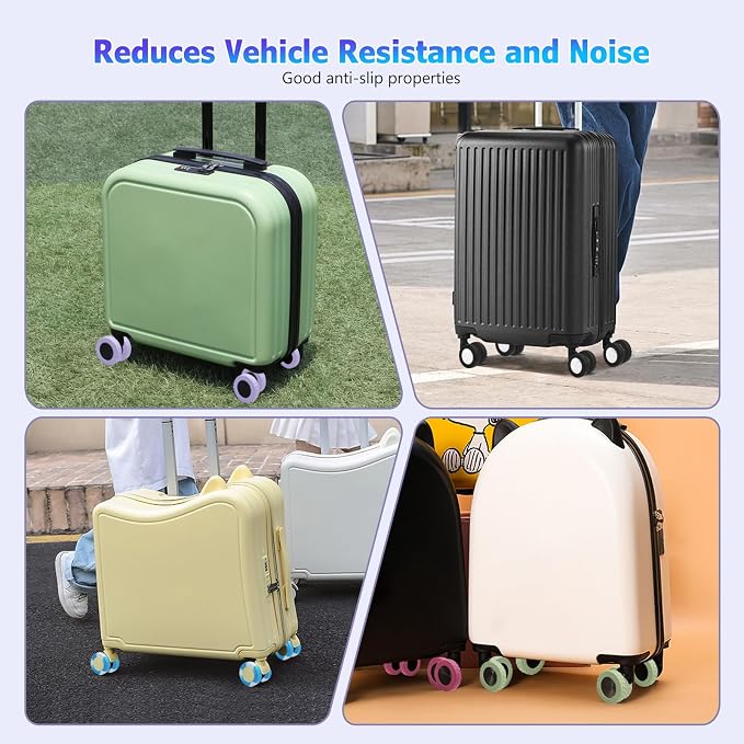 UMUST 8Pcs Luggage Wheel Covers,Silicone Cover for 2-2.4'' Suitcase Spinner Wheel, Upgrade Carry On Luggage Wheels Protector,Essential Travel Accessories (Gradual Yellow)