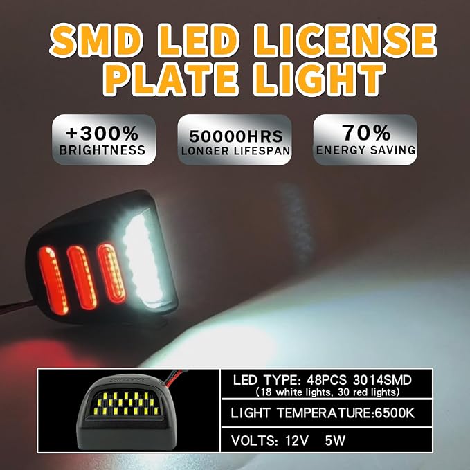 LED License Plate Lights Compatible with 1999-2014 Chevy Silverado 1500 2500HD 3500HD, Avalanche, Suburban, Tahoe, GMC Sierra, Yukon, Cadillac Escalade,48-SMD 6500K Super White (Update-White)