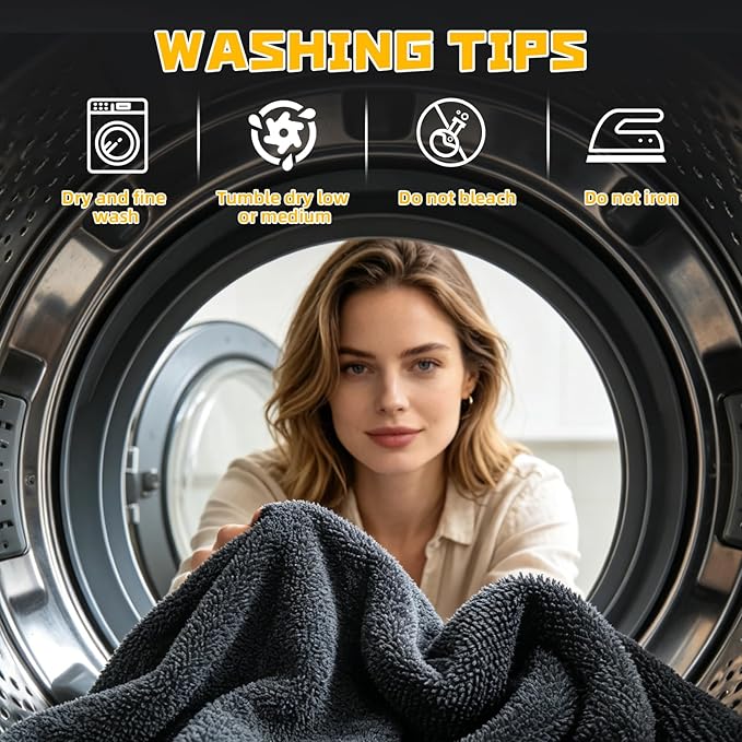 2-Pack Double-Twist Pile Microfiber Towels for Cars 1300 GSM Car Drying Towels (23.62" x 15.75") Ultra Absorbent Microfiber Towel, Streak-Free & Scratch-Free Car Cleaning Supplies with Edgeless Design