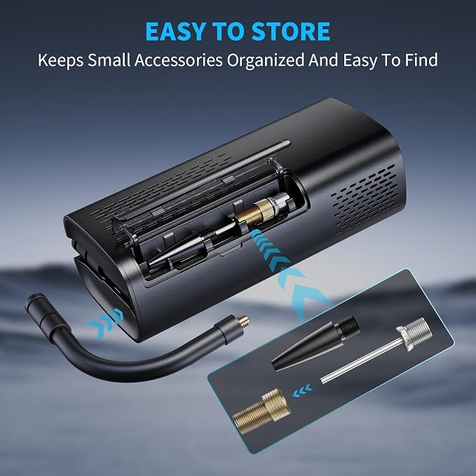 OlarHike Tire Inflator Portable Air Compressor, Smart Dual Hose System, Auto Air Pump for Car Tires, Bike,Bicycle, Motorcycles,Electric Pump with LED Light & Digital Pressure Gauge