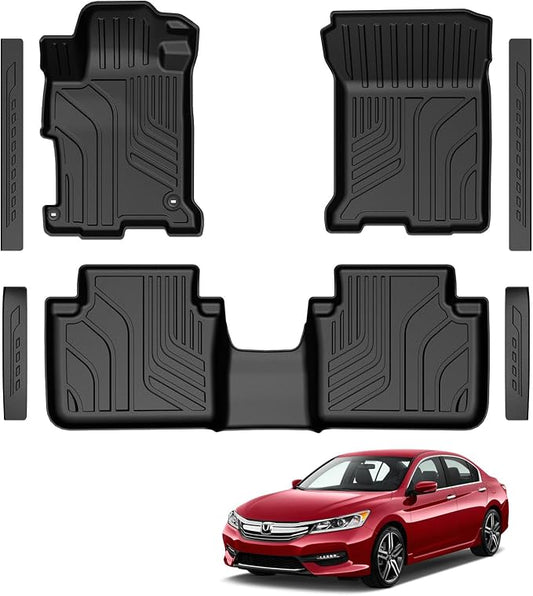 Floor Mats for 2013-2017 Honda Accord Sedan (Not for Vinyl Floors), TPE All Weather Durable Floor Liners Door Sill Guards for Accord Accessories