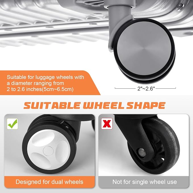 Luggage Wheel Covers, 8 PCS Silicone Wheel Protector Covers for 2-2.6 inches 8-Spinner Wheels, Wear-Resistant, Anti-Noise Wheel Covers for Luggage, Suitcases or Office Chair Caster Wheels (Multicolor)