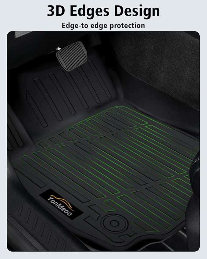 Floor Mats & Cargo Liner Custom for Chevy Equinox 2018-2024 (Only Gas) /GMC Terrain, Door Sill Guards, All Weather TPE 1st & 2nd Row & Trunk Mat Floor Liners for Chevrolet Equinox Accessories, Black