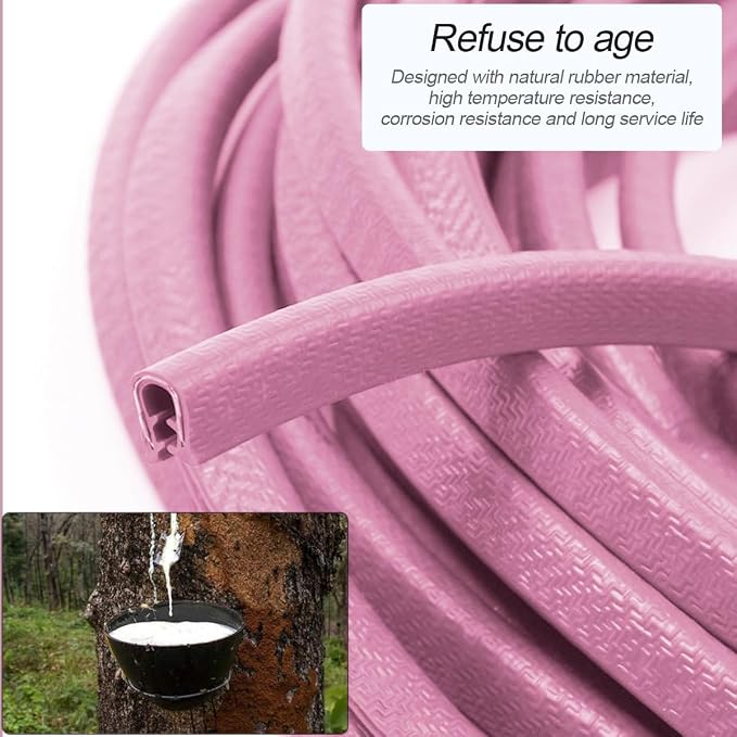 Osilly Car Door Edge Guards, 16Ft Rubber Seal Car Door Edge Trim, U Shape Door Edge Protector Guard, Aluminum Weather Proofing Automotive Door Edge Molding Protection for Most Car (Pink)