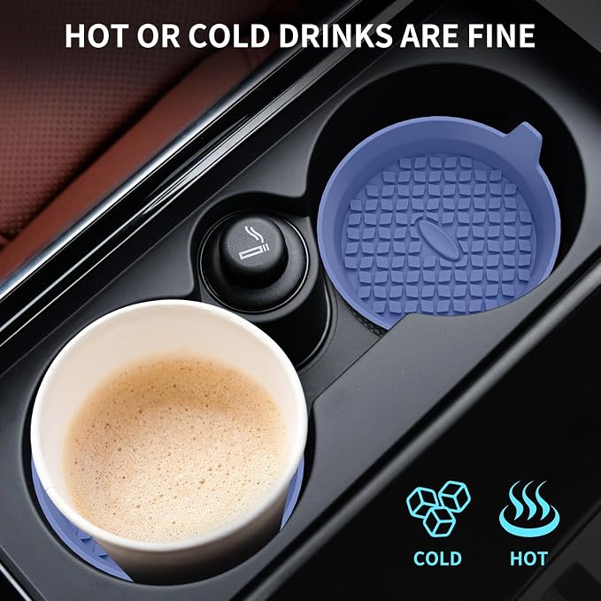 ME.FAN Car Cup Holder Coasters [4 Pack] Silicone Cups Mats, Automotive Universal Non-Slip Recessed Interior Accessories Navy Blue