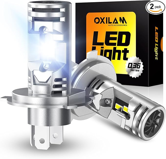 OXILAM Upgraded 9003 H4 HB2 LED Bulbs, 1000% Brightness Boost, 6500K Cool White, Direct Replacement, Pack of 2