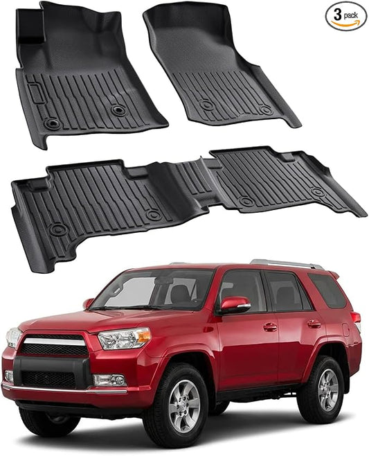 Car Floor Mats for Toyota 4Runner 2003-2009 3PCS Full Set SUV Truck Mats | All Weather Full Coverage Floor Liners Heavy Duty Waterproof Long-Lasting 4Runner Accessories TPE Rubber Automotive Carpet