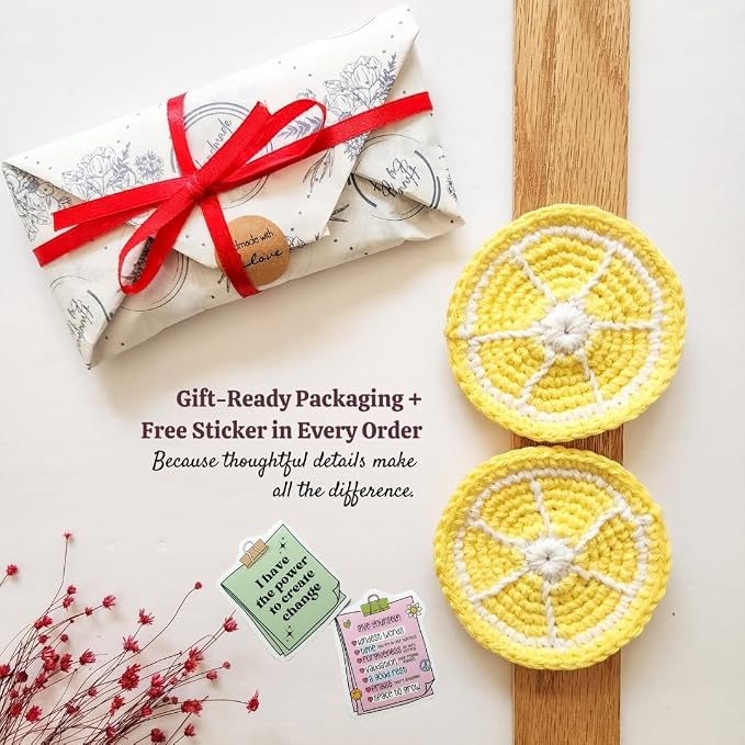 Cotton Crotchet Fruit Car Coaster Set (Sunny Peel)