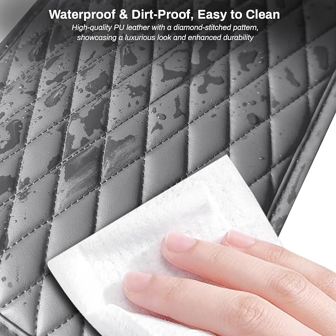 Ouzorp Car Center Console Cover Upgraded Microfiber Leather Car Arm Rest Cover with 2 Storage Bags Universal Armrest Cover for Car Storage Box Car Interior Accessories Protector for Most Vehicle-Gray