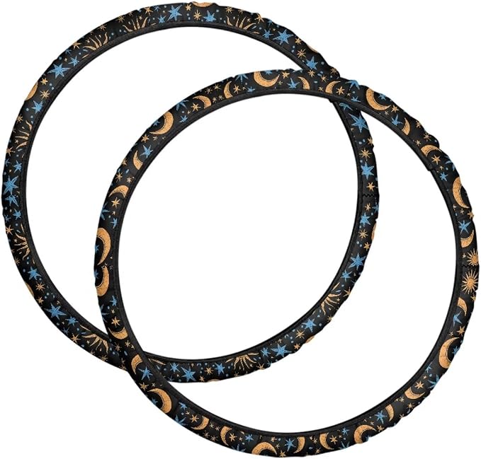 Moon Stars Wheelchair Wheel Covers 2 Pack Wheelchair Tyre Covers Neoprene Wheel Cover for Transport Wheelchair Wheels, 24 Inch
