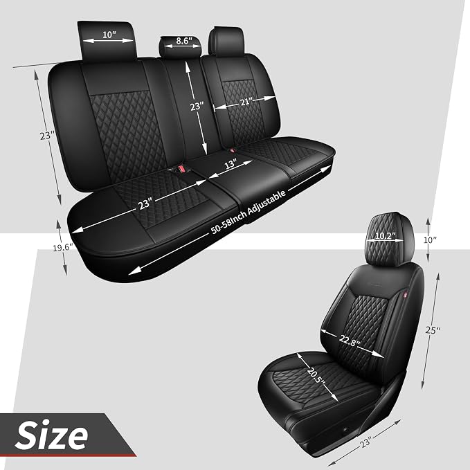 Black Thick Nappa Leather Automotive Front Car Seat Covers Set of 2 | Univerasal Precision Fit,3D Contoured,Waterproof,ThickTexture Nappa Leather,for most Suvs Trucks Sedans