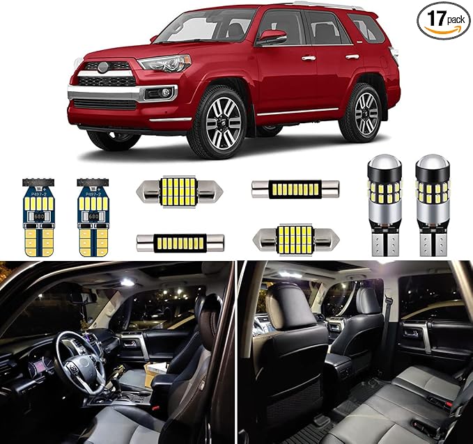 AUTOGINE 16 Piece White Interior LED Lights Kit for Toyota 4Runner 2010 2011 2012 2013 2014 2015 2016 2017 2018 2019 2020 2021 2022 Super Bright 6000K Interior LED Light Bulbs Package + Install Tool