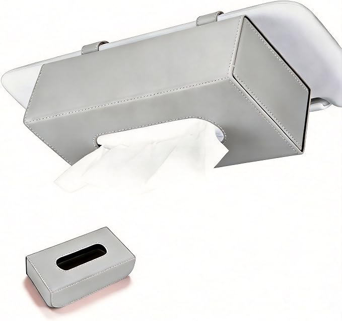 Car Visor Tissue Holder - Universal Hanging Auto Napkin Dispenser with Metal Clip, Multi-Position Tissue Box for Door or Seat Back,Premium Car Interior Accessories for Safe Driving(Grey)