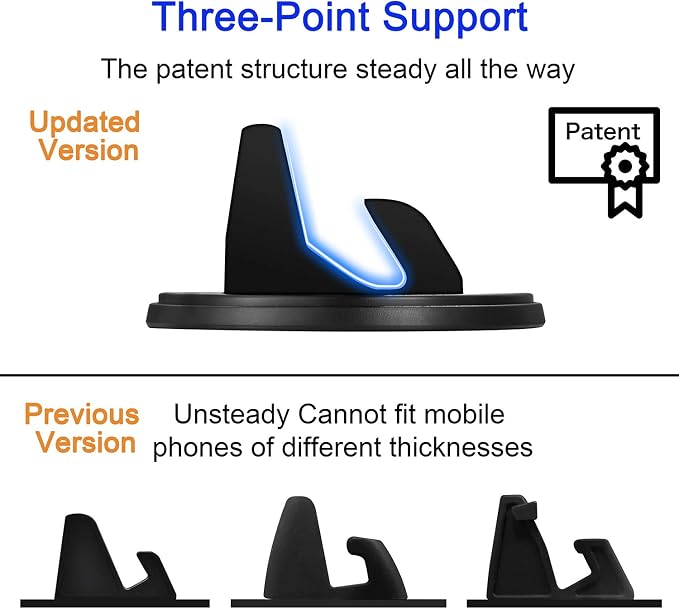 SRUNP Dashboard Phone Holder for Car [Vertical Horizontal 360 Rotate] Car Phone Mount, Cell Phone Holder Compatible with iPhone 17 16 15 14 13 12 Pro Max Samsung Android Smartphones and More