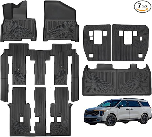 Priprilod Floor Mats Compatible with Kia Carnival Hybrid 2025-2026 All Weather Protector TPE Floor Liners Custom Fit Car Mats Non-Slip，Only Fits 8 Seats; Not Fits 7 Seats&7 Seats SX Prestige