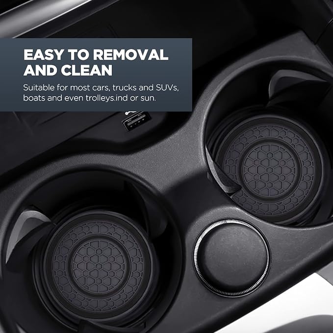 2 PCS Car Cup Holder Coaster,Car Coasters Cup Mats,2.75 Inch Universal Car Cup Coasters,Non-Slip Anti Dust Mats Cup Holder Insert Coaster, Suitable for Most Car Interior (Black)