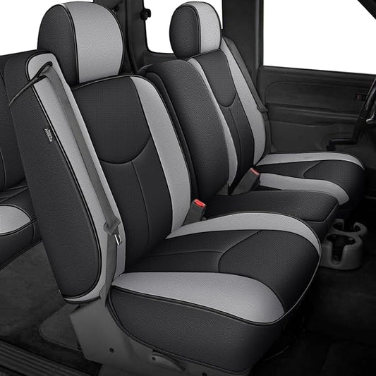 AOMSAZTO Car Seat Cover for Chevy Silverado/GMC Sierra 1500 (1999-2006) - Black/Light Gray Full Set Seat Covers