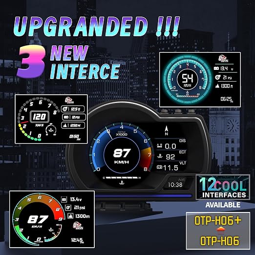 OBD2 GPS Dual System Car HUD Display - Digital Speedometer with Water Temp Voltage RPM - Universal Heads Up Display for Most Vehicles