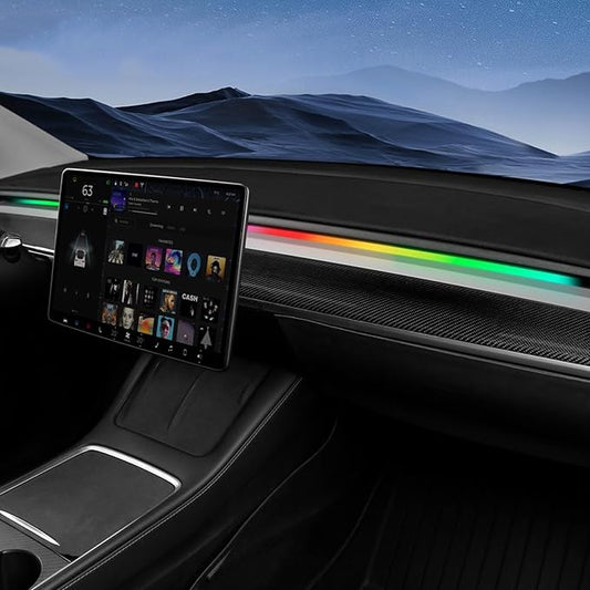LED Car Ambient Lighting Strip for Tesla High Brightness with APP Control Multiple Colors and Car LED Strip Lighting Neon Lights for Model 3/Y (Dashboard)