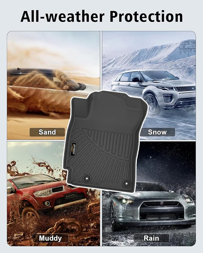 Floor Mats Custom for Kia Forte 2019-2024 Sedan | All Weather TPE Rubber Floor Liners, Cargo Liner Full Set for Forte Accessories, Black